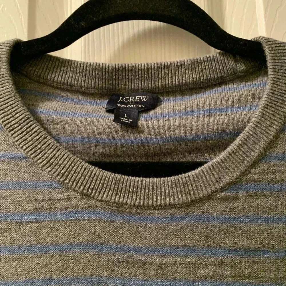 Fisherman J. Crew men’s long sleeve crew neck grey & blue sweater Grampacore